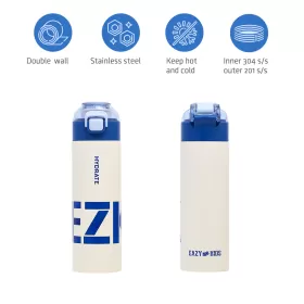 Eazy Kids Double Wall Insulated Travel Water Bottle - Blue, 550ml