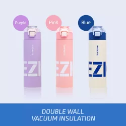 Eazy Kids Double Wall Insulated Travel Water Bottle - Blue, 550ml