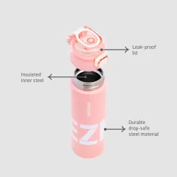 Eazy Kids Double Wall Insulated Travel Water Bottle - Pink, 550ml