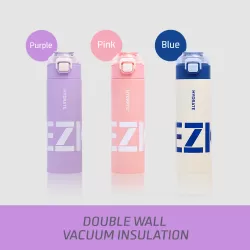 Eazy Kids Double Wall Insulated Travel Water Bottle - Purple, 550ml