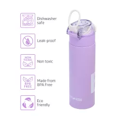 Eazy Kids Double Wall Insulated Travel Water Bottle - Purple, 550ml