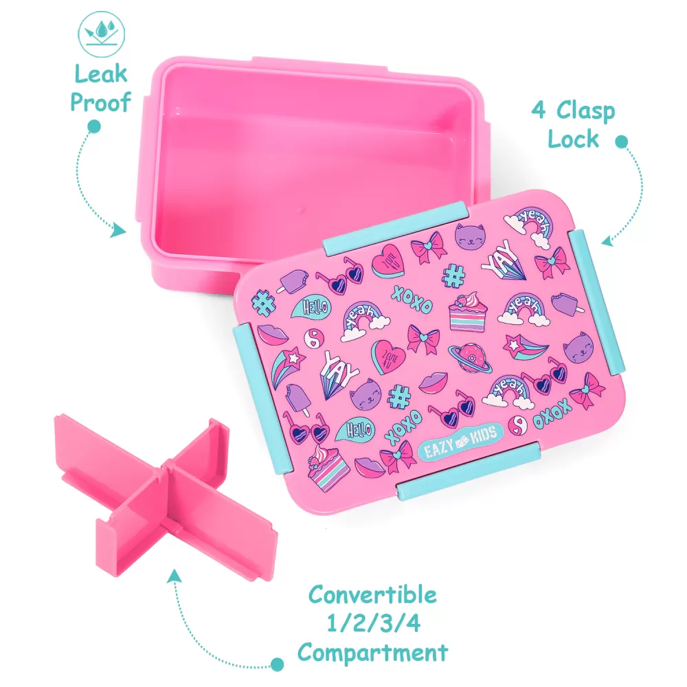 Eazy Kids Lunch Box, Gen Z - Pink, 850ml