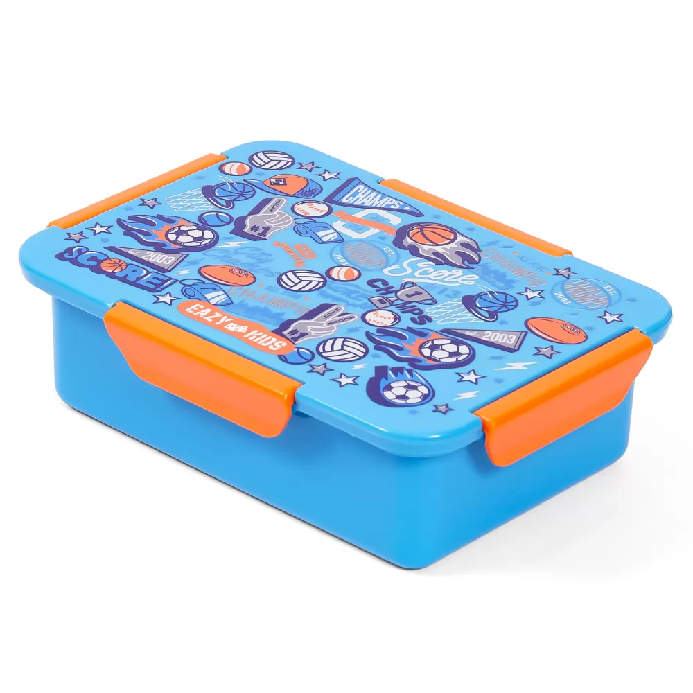 Eazy Kids Lunch Box, Soccer - Blue, 850ml