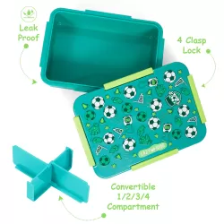 Eazy Kids Lunch Box, Soccer - Green, 850ml