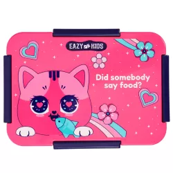 Eazy Kids Lunch Box, Cat - Pink, 850ml