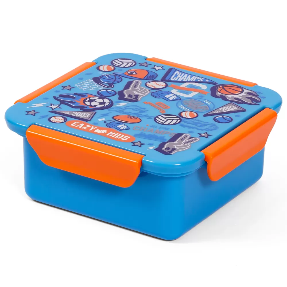 Eazy Kids Lunch Box, Soccer - Blue, 650ml