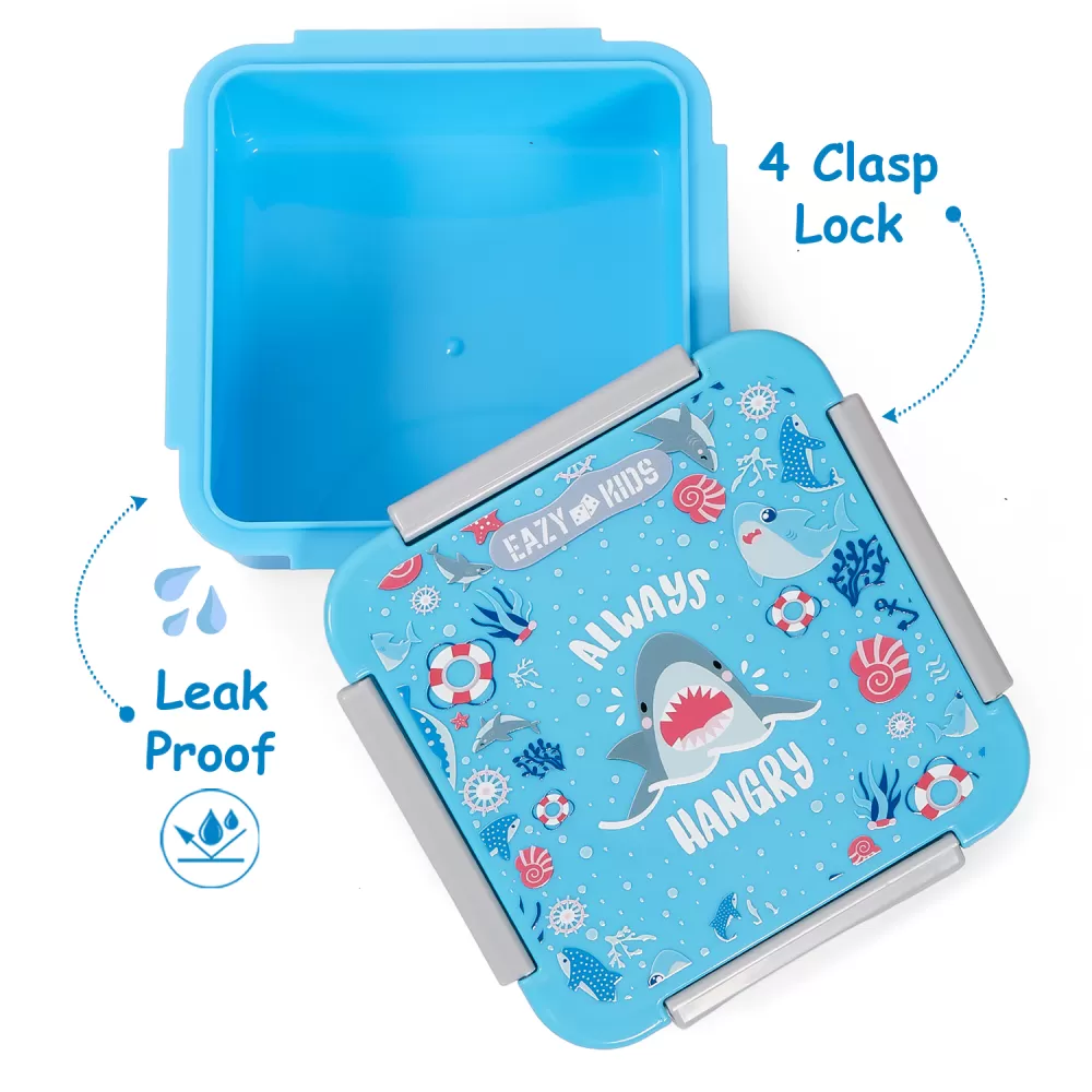 Eazy Kids Lunch Box, Shark - Blue, 650ml