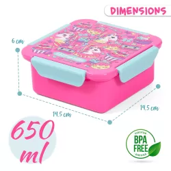 Eazy Kids Lunch Box, Unicorn Desert - Pink, 650ml