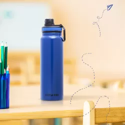 Eazy Kids Double Wall Insulated Tracking Water Bottle - Blue, 800ml