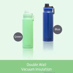 Eazy Kids Double Wall Insulated Tracking Water Bottle - Green, 800ml