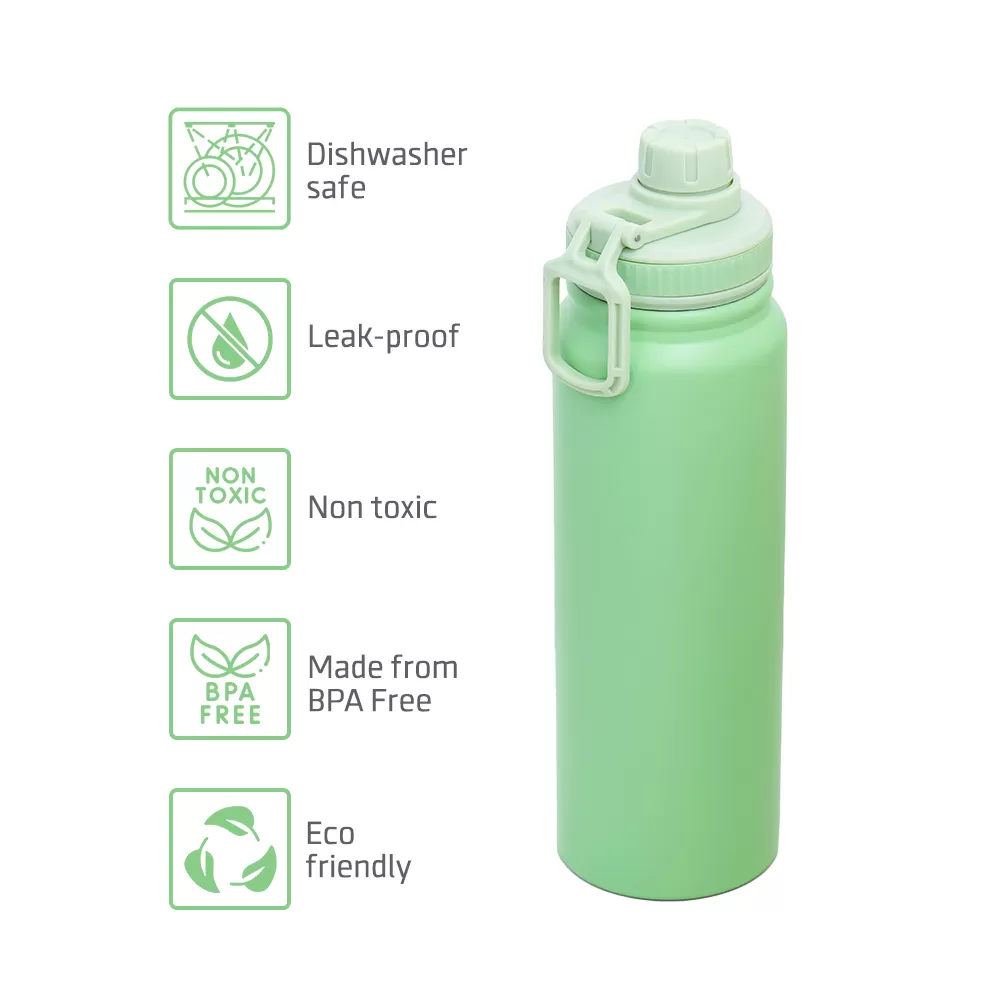 Eazy Kids Double Wall Insulated Tracking Water Bottle - Green, 800ml