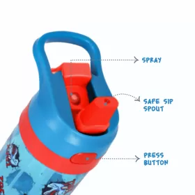 Eazy Kids Tritan Water Bottle with Spray Dinosaur, Blue, 420ml