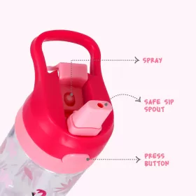 Eazy Kids Tritan Water Bottle with Spray Tropical Pink, 420ml