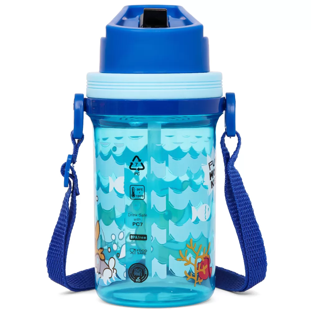 Eazy Kids Water Bottle 500ml wt Straw - Blue