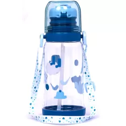 Eazy Kids Water Bottle 600ml wt straw - Blue