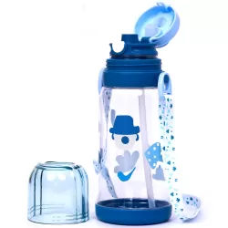 Eazy Kids Water Bottle 600ml wt straw - Blue