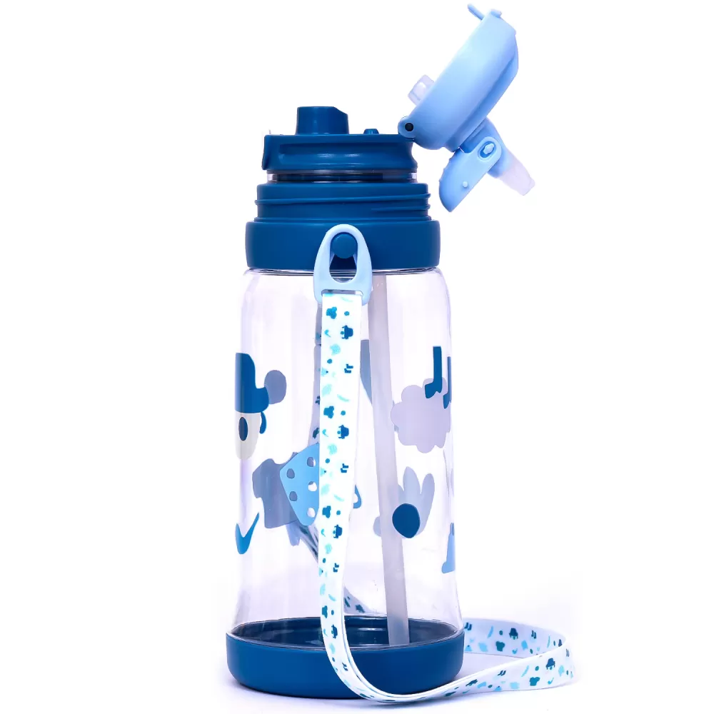 Eazy Kids Water Bottle 600ml wt straw - Blue