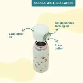 Eazy Kids Double Wall Insulated School Water Bottle - Green, 350ml