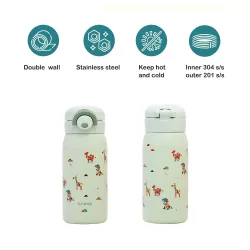 Eazy Kids Double Wall Insulated School Water Bottle - Green, 350ml