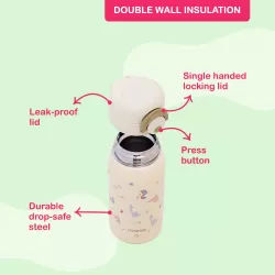 Eazy Kids Double Wall Insulated School Water Bottle - Ivory, 350ml