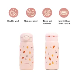 Eazy Kids Double Wall Insulated School Water Bottle - Pink, 350ml