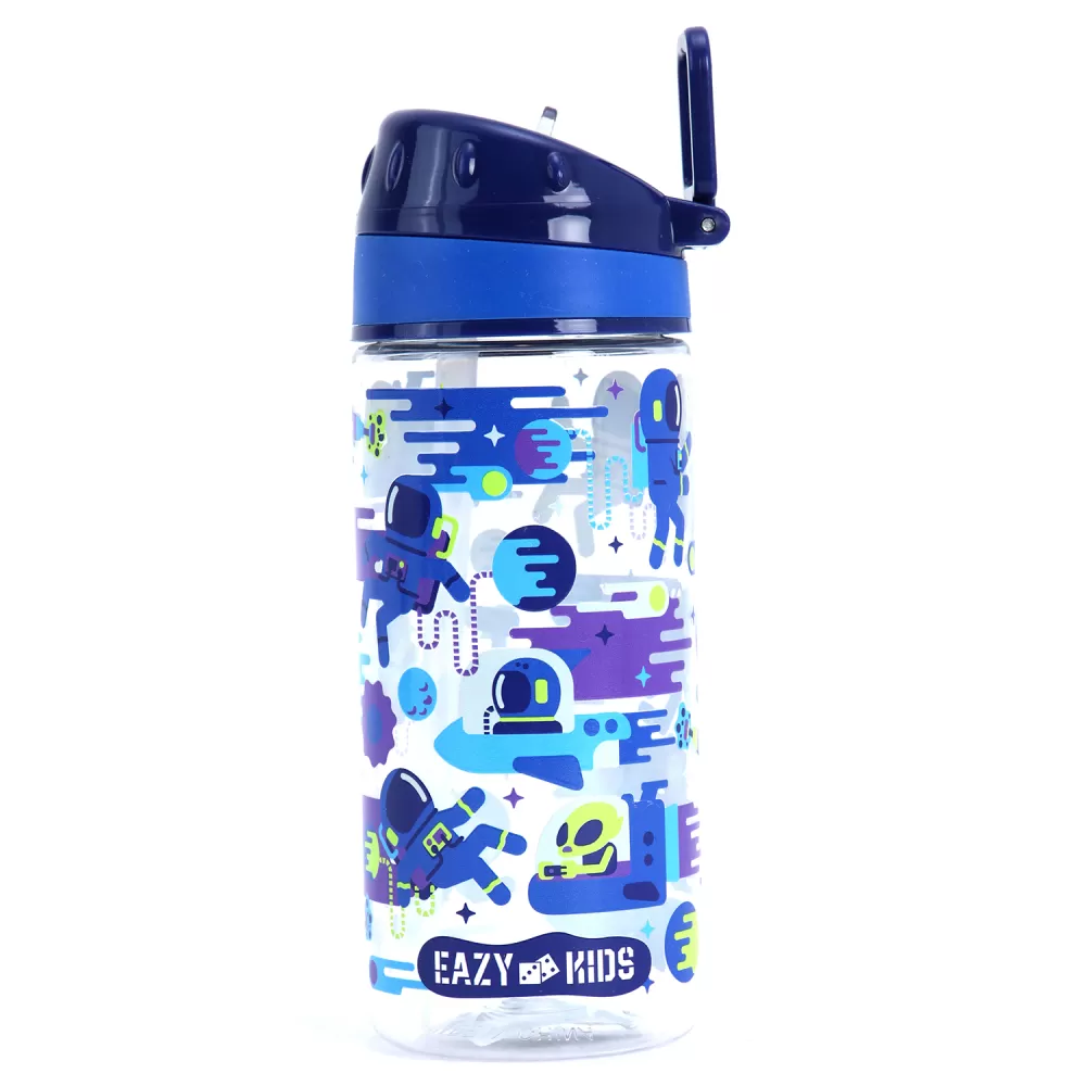 Eazy Kids Tritan Water Bottle w/ Carry handle, Astronauts - Blue, 420ml