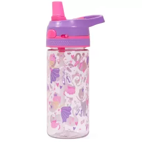 Eazy Kids Tritan Water Bottle w/ Lockable Push button and Carry Handle, Tropical - Purple, 420ml