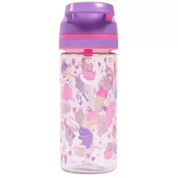 Eazy Kids Tritan Water Bottle w/ Lockable Push button and Carry Handle, Tropical - Purple, 420ml