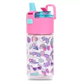 Eazy Kids Tritan Water Bottle w/ Snack Box, Gen Z - Pink, 450ml