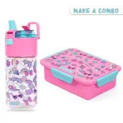 Eazy Kids Tritan Water Bottle w/ Snack Box, Gen Z - Pink, 450ml