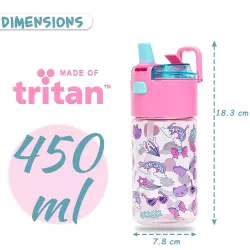 Eazy Kids Tritan Water Bottle w/ Snack Box, Gen Z - Pink, 450ml