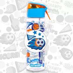 Eazy Kids Tritan Water Bottle w/ Spray, Soccer - Blue, 750ml