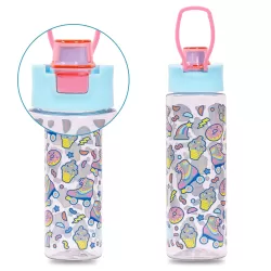 Eazy Kids Tritan Water Bottle w/ Flip Lid, Gen Z Skater - Blue, 750ml