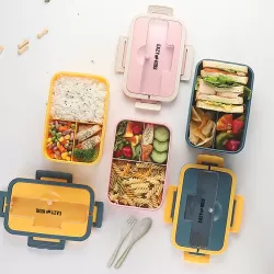 Eazy Kids Wheat Straw Leakproof Eco - Friendly Bento Lunch Box - Blue (1500ml)