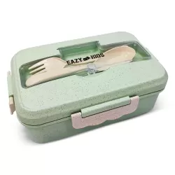 Eazy Kids Wheat Straw Leakproof Eco Bento Lunch Box - Green (1000ml)