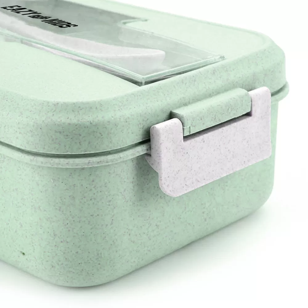 Eazy Kids Wheat Straw Leakproof Eco Bento Lunch Box - Green (1000ml)