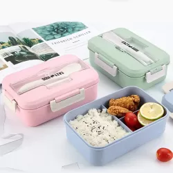 Eazy Kids Wheat Straw Leakproof Eco Bento Lunch Box - Pink (1000ml)