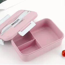 Eazy Kids Wheat Straw Leakproof Eco Bento Lunch Box - Pink (1000ml)