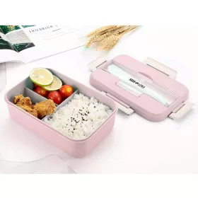 Eazy Kids Wheat Straw Leakproof Eco Bento Lunch Box - Pink (1000ml)