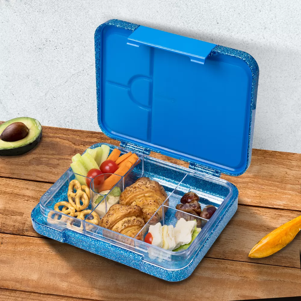 HYDROBREW 6 &amp; 4 Convertible Bento Lunch Box - Glitter Blue