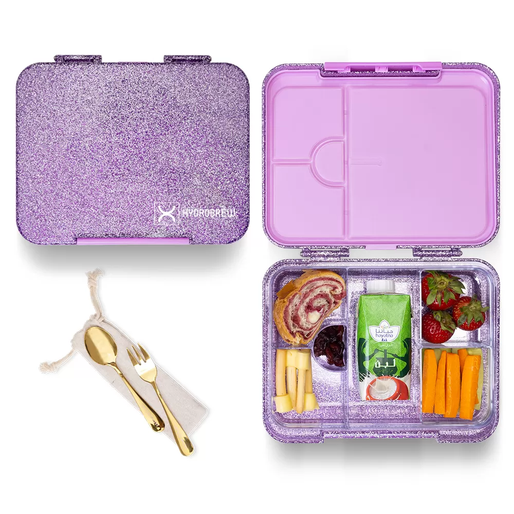 HYDROBREW 6 &amp; 4 Convertible Bento Lunch Box - Glitter Purple