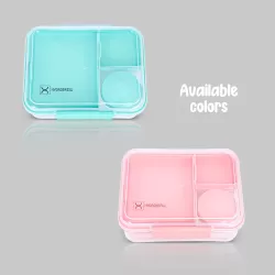 HYDROBREW 3/4/5 Compartment Convertible 1650ml Bento Lunch Box with 150ml Gravy Bowl - Green