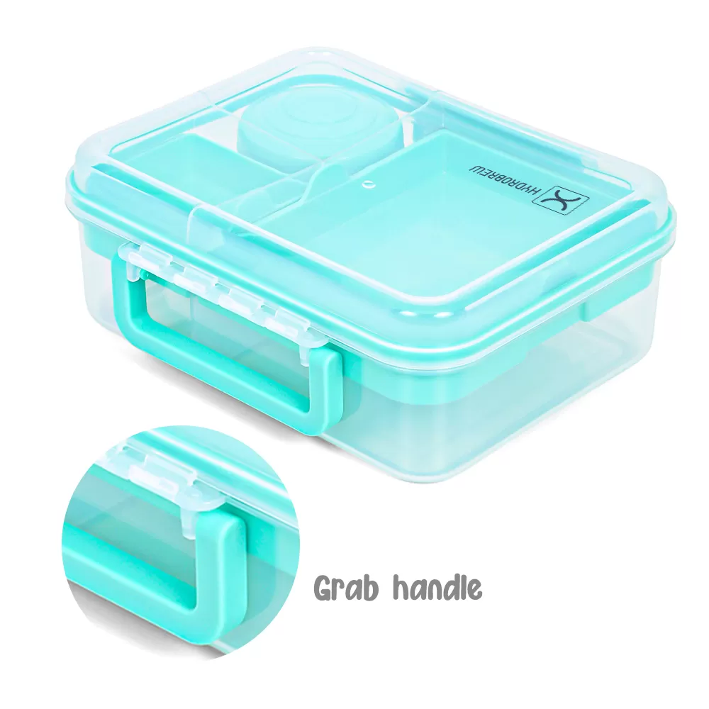 HYDROBREW 3/4/5 Compartment Convertible 1650ml Bento Lunch Box with 150ml Gravy Bowl - Green