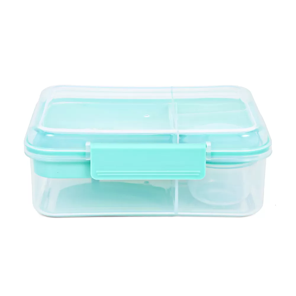 HYDROBREW 3/4/5 Compartment Convertible 1650ml Bento Lunch Box with 150ml Gravy Bowl - Green