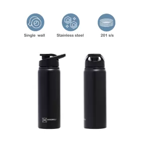 HYDROBREW Stainless Steel Sports Water Bottle - Black, 700ml