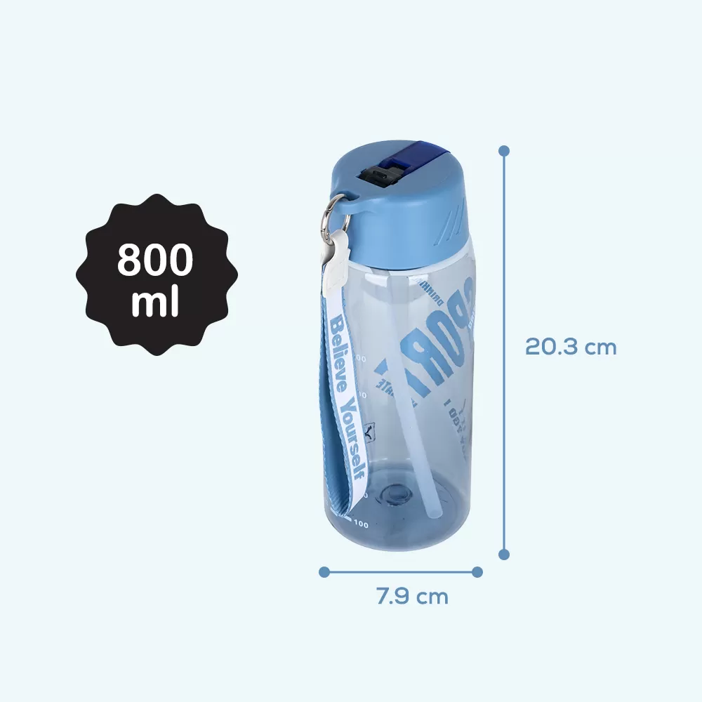 HYDROBREW Water Bottle 800ml with Grab String - Blue