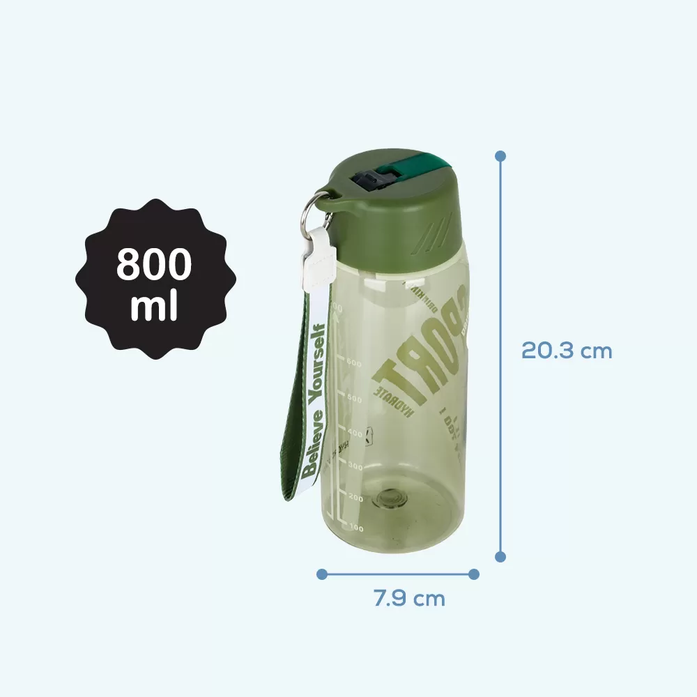 HYDROBREW Water Bottle 800ml with Grab String - Green