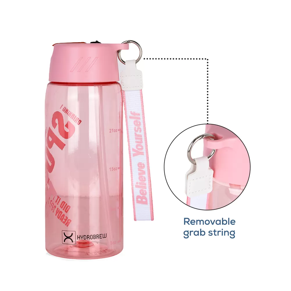 HYDROBREW Water Bottle 800ml with Grab String - Pink