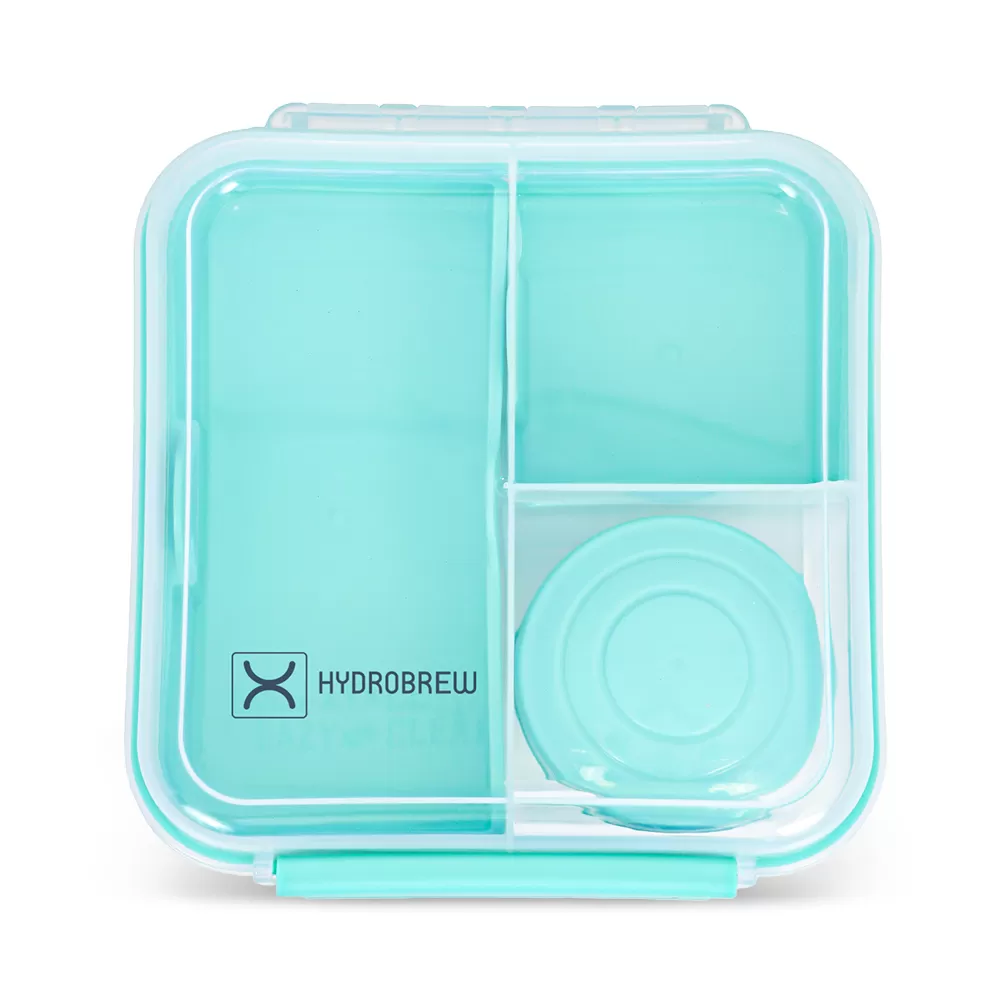 HYDROBREW 3/4/5 Compartment Convertible 1250ml Bento Lunch Box with 150ml Gravy Bowl - Green