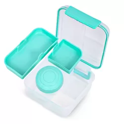 HYDROBREW 3/4/5 Compartment Convertible 1250ml Bento Lunch Box with 150ml Gravy Bowl - Green